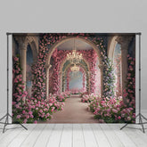 Aperturee - Aperturee Floral Arch Door Sweet Auditorium Wedding Backdrop